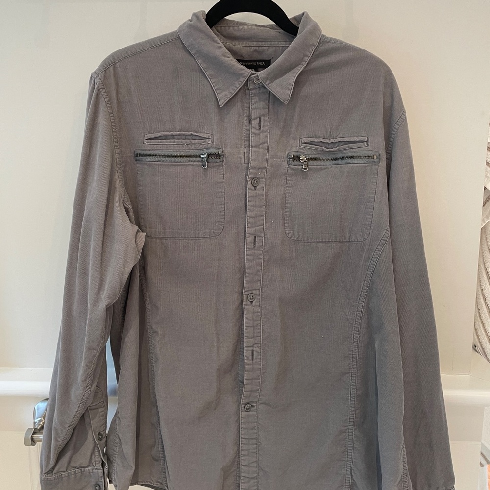 John Varvatos long-sleeve gray lightweight corduroy button down shirt size XXL